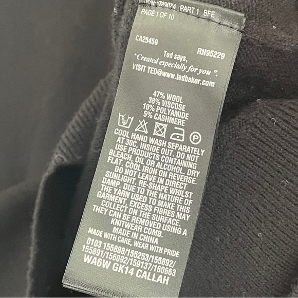 Ted Baker Black Sweater Bow Wool Cashmere Blend 4 - Picture 5 of 8